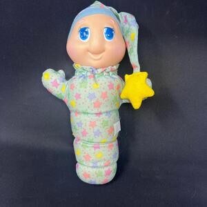 Playskool GloWorm 866 Blue Nightgown Stars Glow Worm VTG 1988 Tested Works